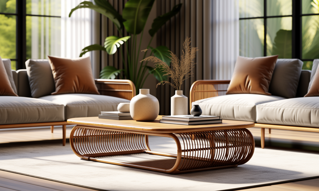 découvrez comment la table basse en bois et rotin transforme votre salon en un espace déco élégant et chaleureux pour un mariage parfait entre naturel et style.