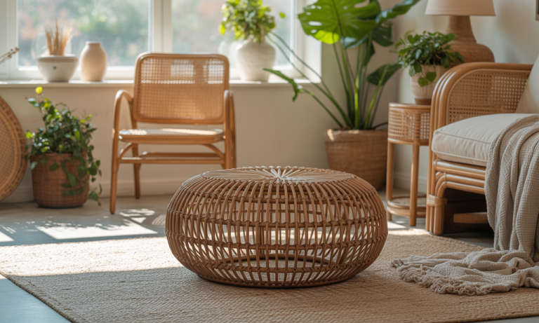 découvrez le pouf rond en rotin, l'accessoire bohème chic parfait pour apporter style et confort à votre salon. élégant et naturel, il s'intègre facilement dans tous les intérieurs pour une ambiance chaleureuse et tendance.
