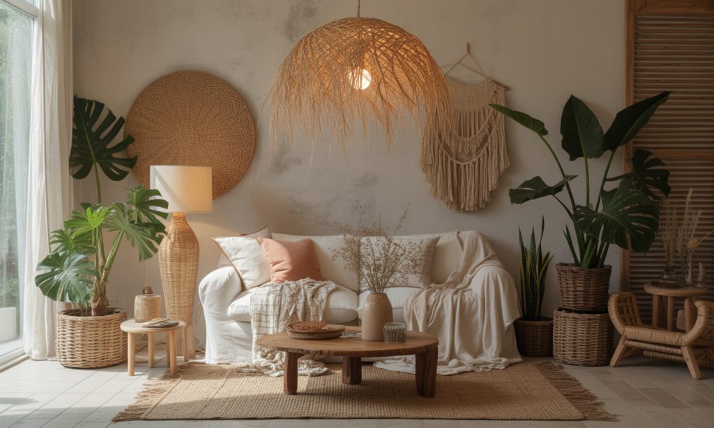 découvrez 5 façons originales d'intégrer un lampadaire en osier dans votre salon pour une déco bohème chic chaleureuse et lumineuse.