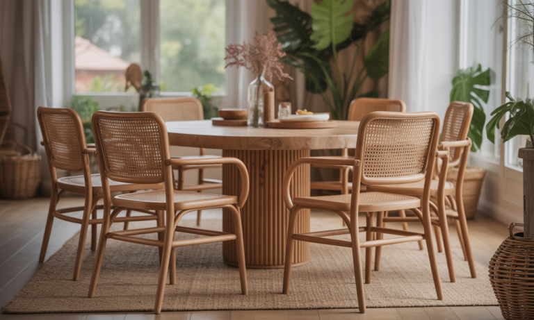 découvrez nos chaises de salle à manger en rotin, alliant convivialité et style tendance pour sublimer votre table et créer une ambiance chaleureuse.