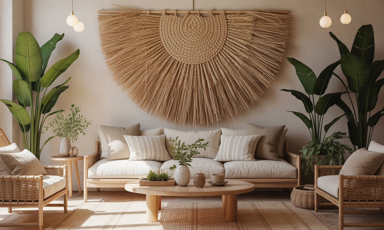 découvrez l'art mural en paille, une décoration bohème et naturelle qui apporte chaleur et authenticité à votre intérieur. adoptez cette tendance pour un espace unique et chaleureux !