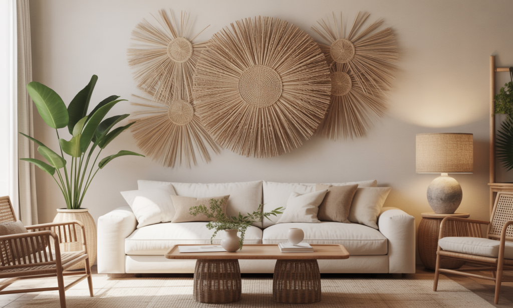 découvrez l'art mural en paille, une décoration bohème et naturelle qui apportera chaleur et originalité à votre intérieur. idéal pour une ambiance authentique et chaleureuse.