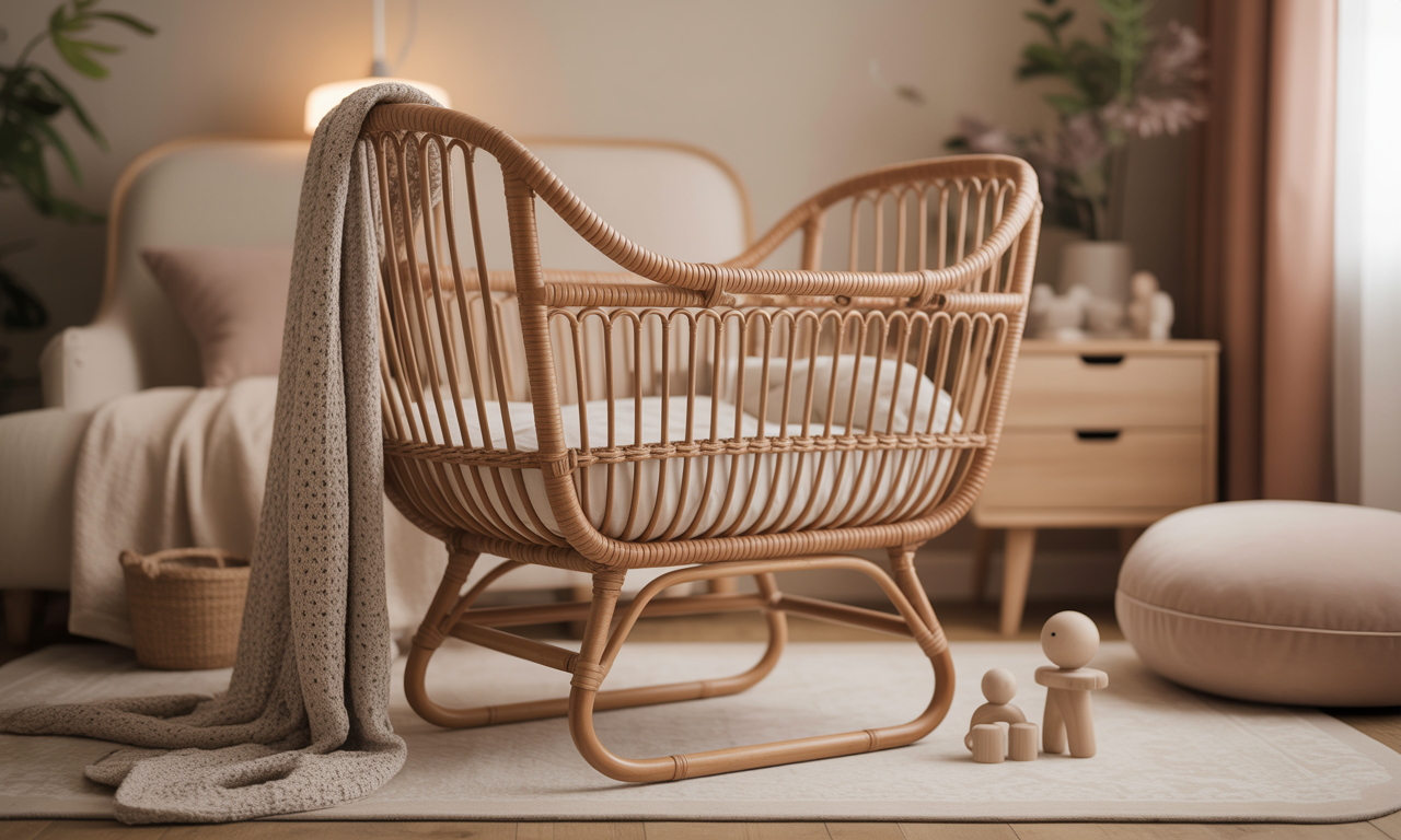 découvrez le berceau en rotin vintage, alliant élégance rétro et confort pour créer une chambre de bébé chaleureuse et intemporelle.