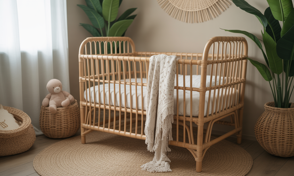 découvrez le berceau en rotin vintage, une touche d'élégance rétro parfaite pour créer une chambre de bébé chaleureuse et intemporelle.