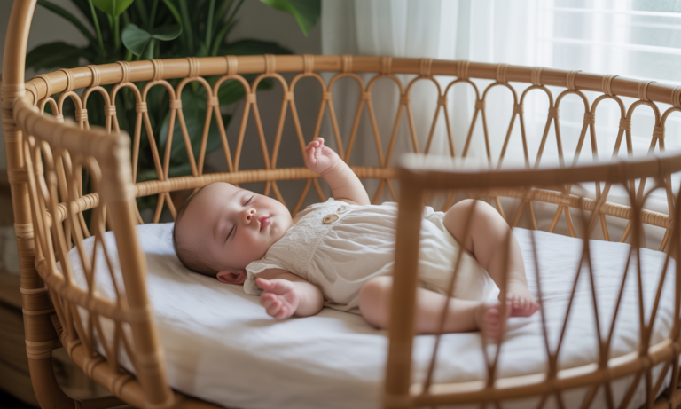 découvrez le berceau à bascule pour bébé, alliant charme rétro et douceur apaisante, pour créer une chambre d'enfant chaleureuse et sereine.