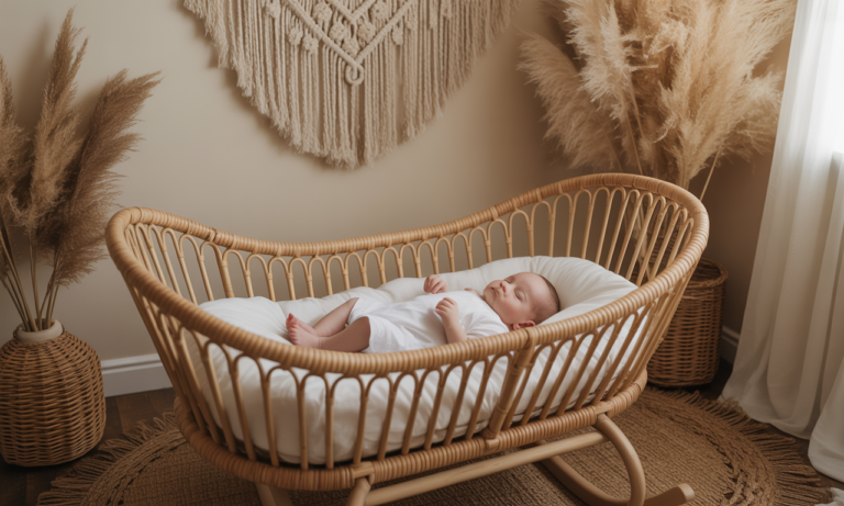 découvrez le berceau à bascule pour bébé, l'allié parfait pour des nuits douces et une décoration bohème chic, alliant confort et style pour votre intérieur.