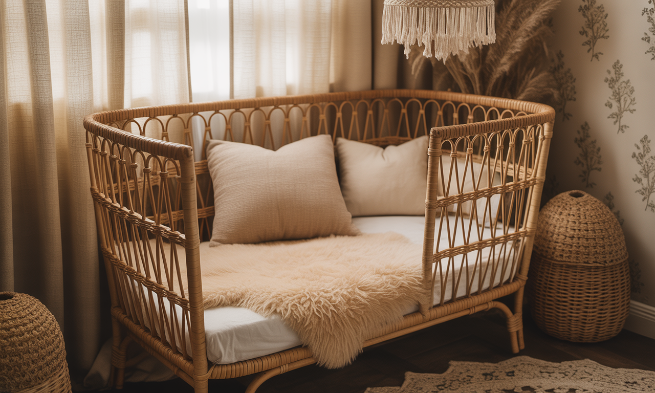 découvrez le berceau vintage en rotin, l'élément bohème et cocooning parfait pour créer une chambre de bébé chaleureuse et pleine de charme.