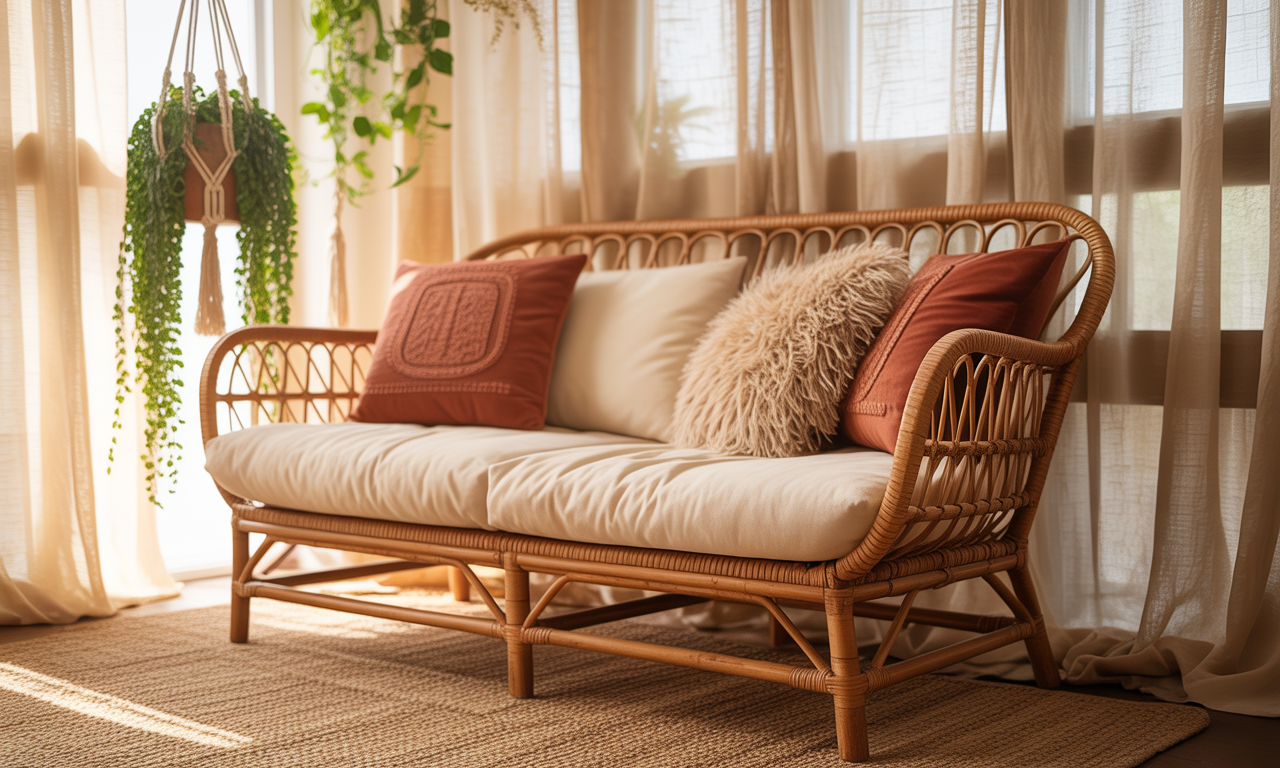 découvrez le canapé en rotin vintage, la pièce maîtresse parfaite pour créer une ambiance bohème chic intemporelle dans votre intérieur. alliez charme rétro et confort naturel avec ce meuble unique.