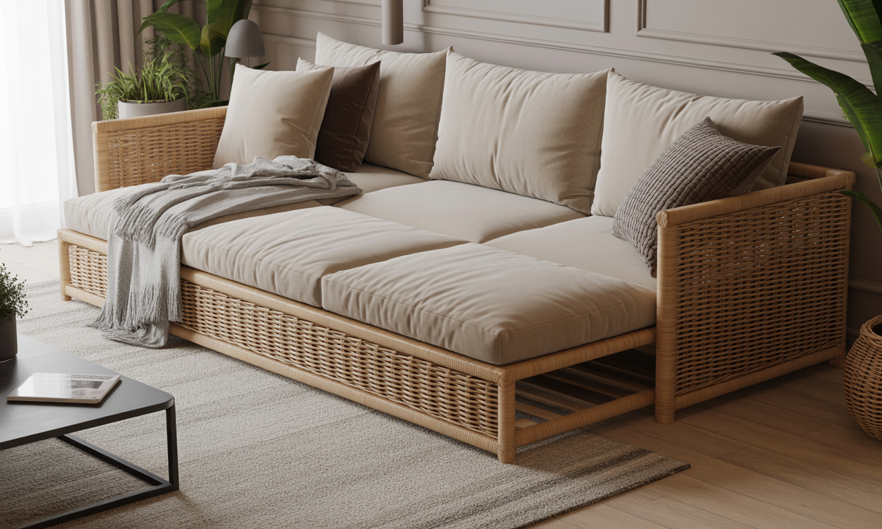 découvrez le canapé rotin convertible, une parfaite combinaison de style naturel et de fonctionnalité pour sublimer votre intérieur avec élégance et confort.