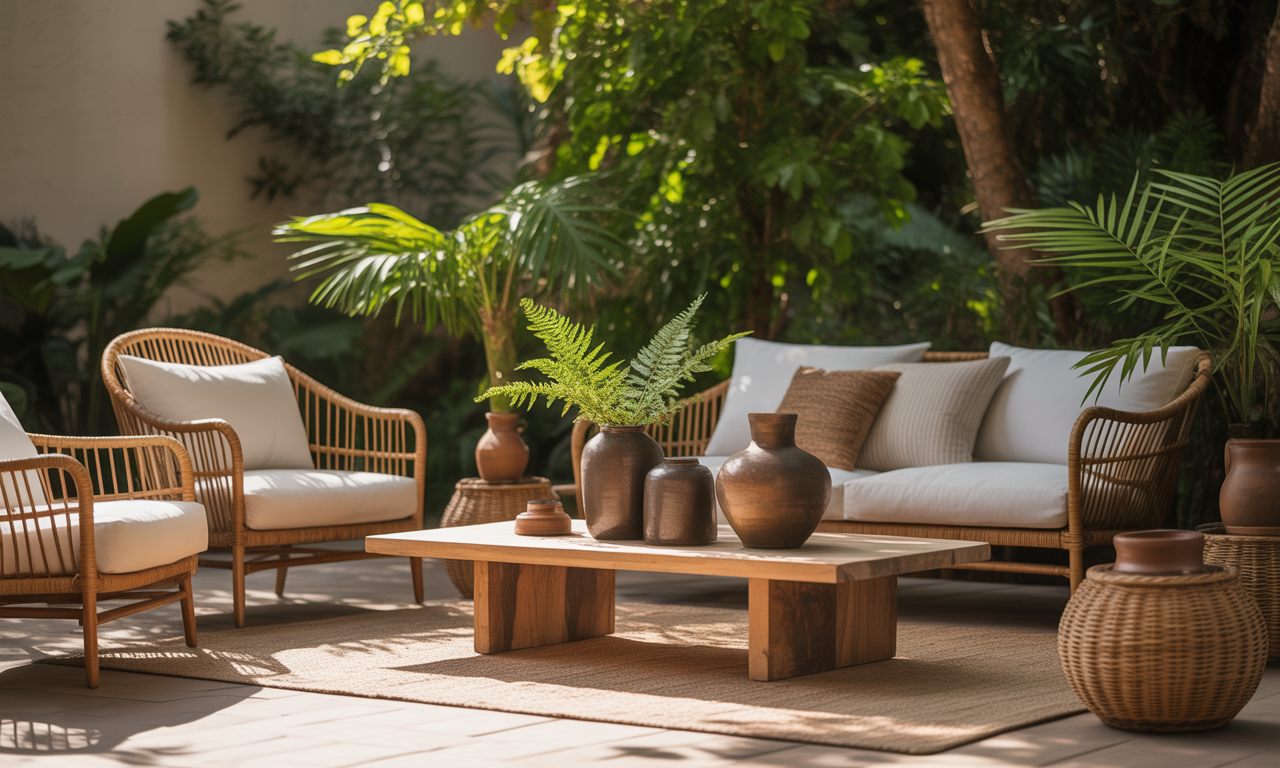découvrez le salon extérieur en rotin, l'incontournable pour un été bohème chic alliant confort, élégance et style naturel dans votre jardin ou sur votre terrasse.