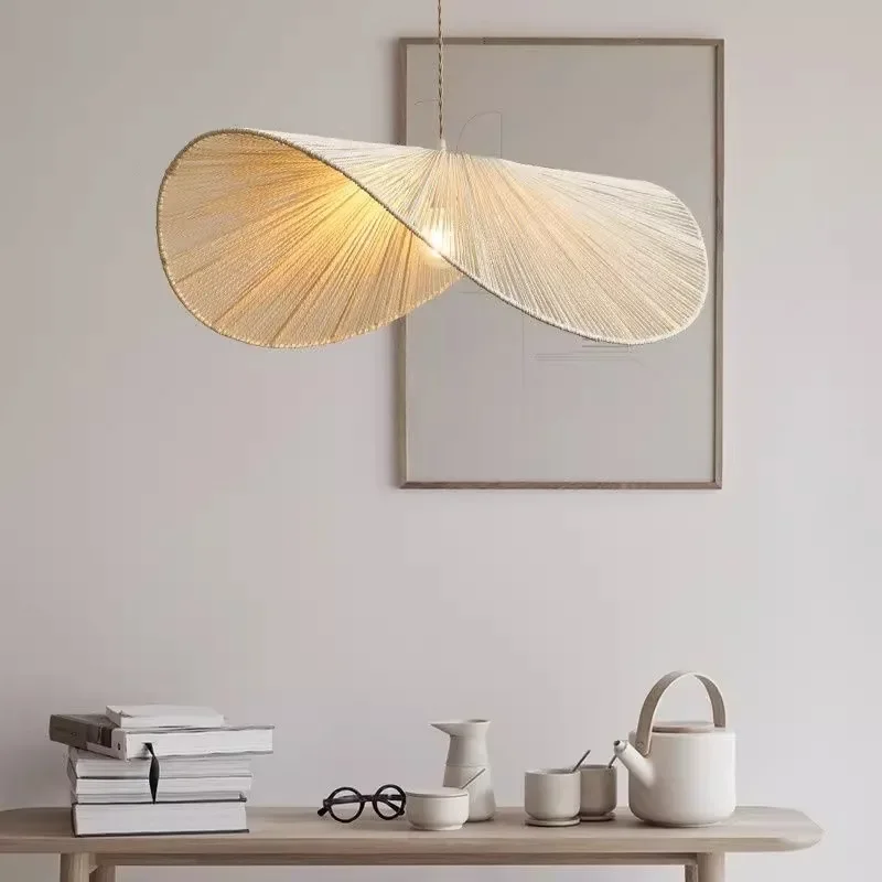 Suspension LED en rotin style nordique minimaliste – Image 3