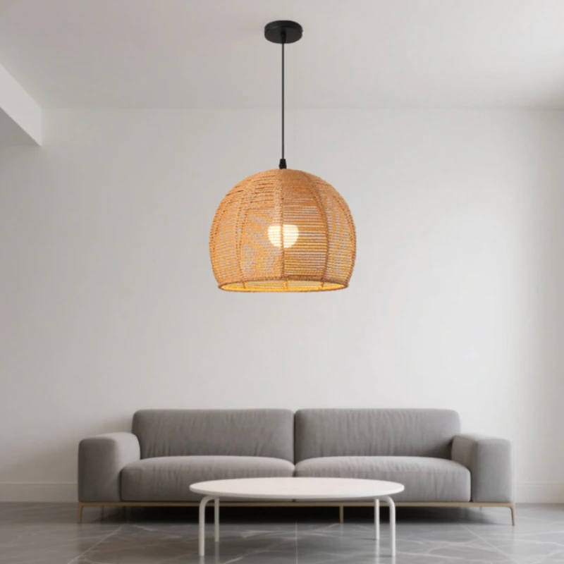 Suspension boho ovale en rotin tressé, 18 x 24 cm – Image 7