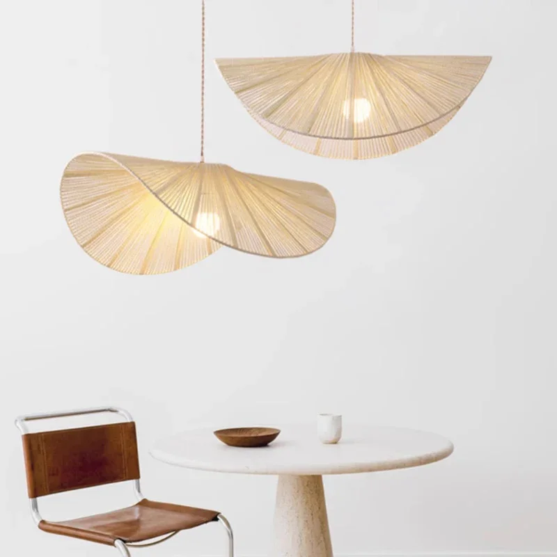 Suspension LED en rotin style nordique minimaliste – Image 4