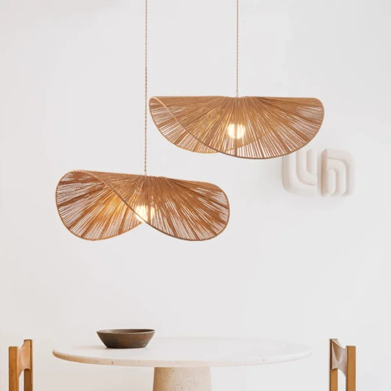 Suspension LED en rotin style nordique minimaliste – Image 2