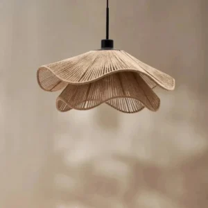 Suspension rotin tressé fleur Wabi Sabi