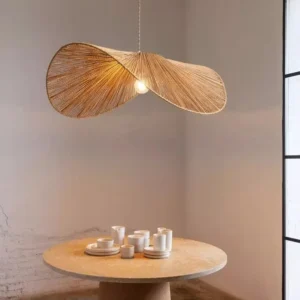 Suspension LED en rotin style nordique minimaliste