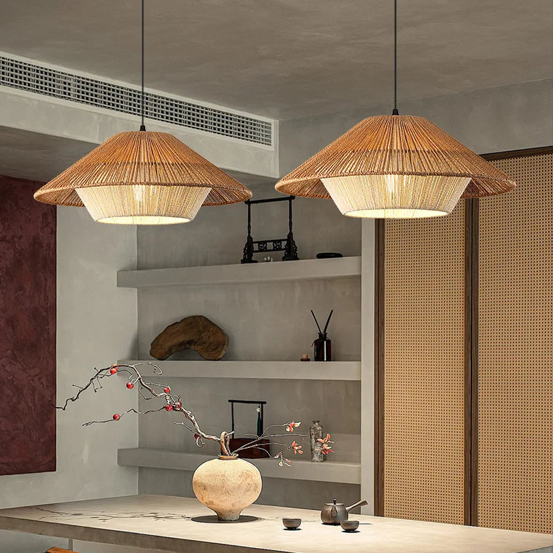 Suspension boho diamant plat en rotin tressé, 32 cm – Image 4