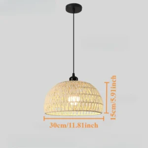 Suspension boho dôme en rotin tressé, 30 cm
