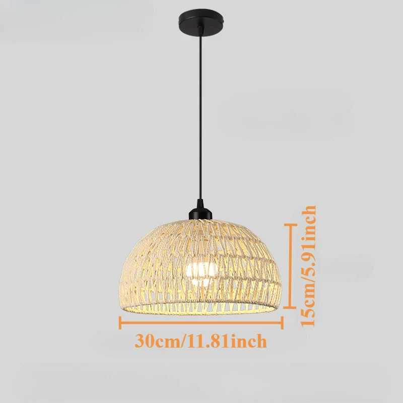 Suspension boho dôme en rotin tressé, 30 cm