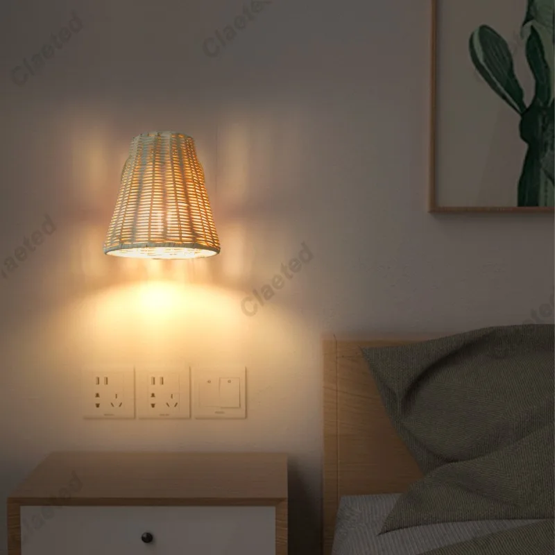 Applique murale rotin tressé pour intérieur