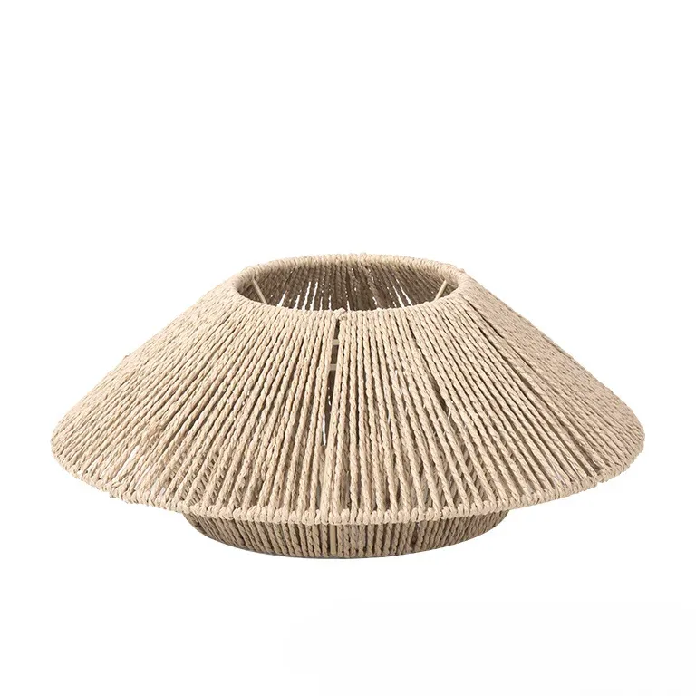 Abat-jour suspendu en corde de papier et bois – Image 3
