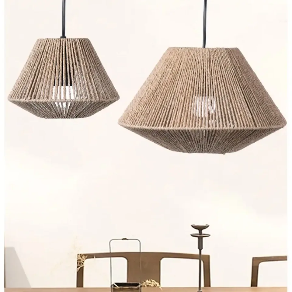 Abat-jour suspendu imitation rotin tressé style boho – Image 3