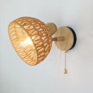 Applique murale en corde de chanvre et rotin vintage