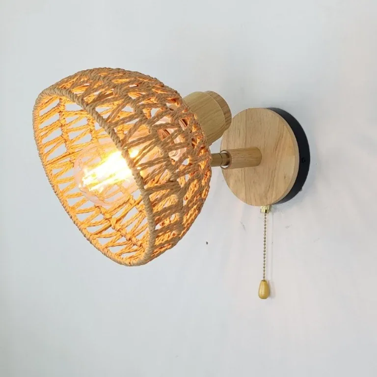 Applique murale en corde de chanvre et rotin vintage