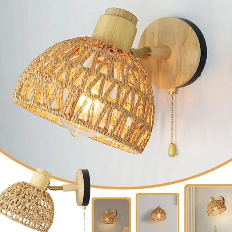 Applique murale en corde de chanvre et rotin vintage – Image 5