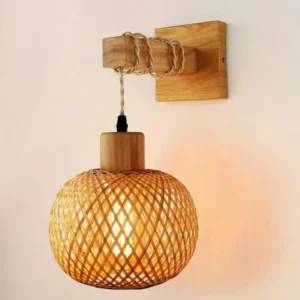 Applique murale rotin bambou enfichable style rustique
