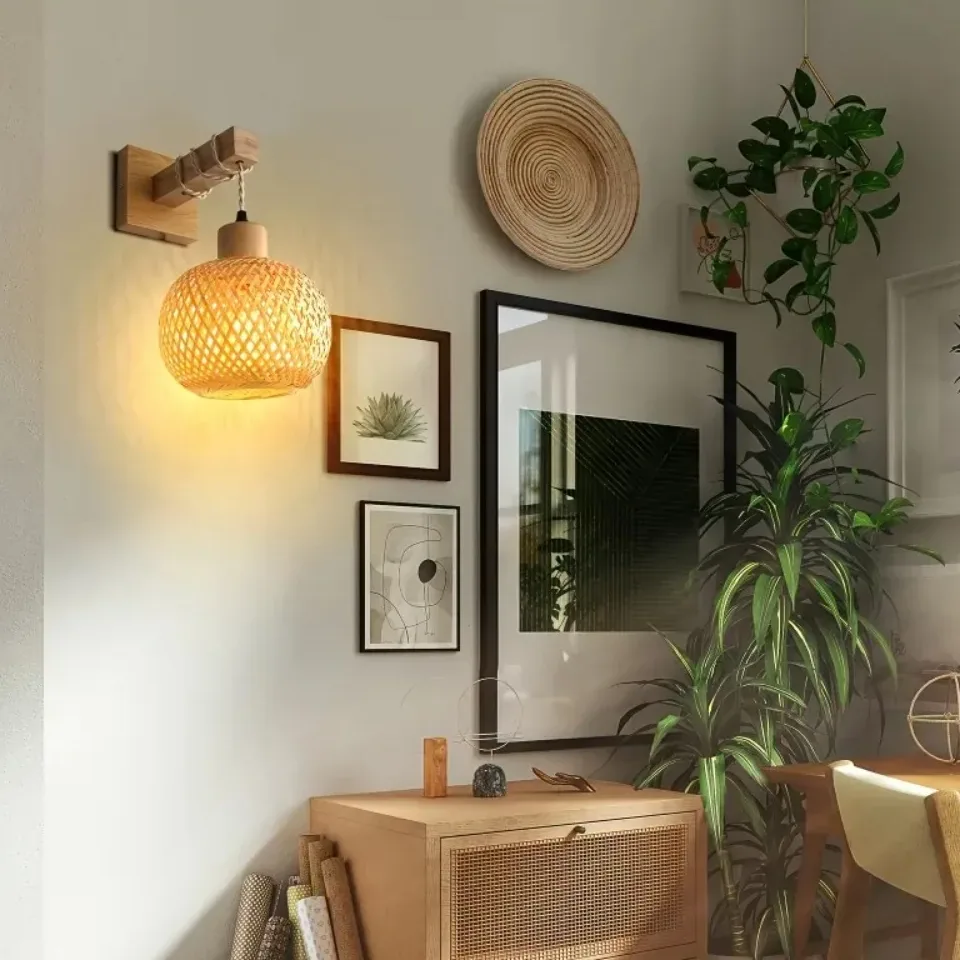 Applique murale rotin bambou enfichable style rustique – Image 2