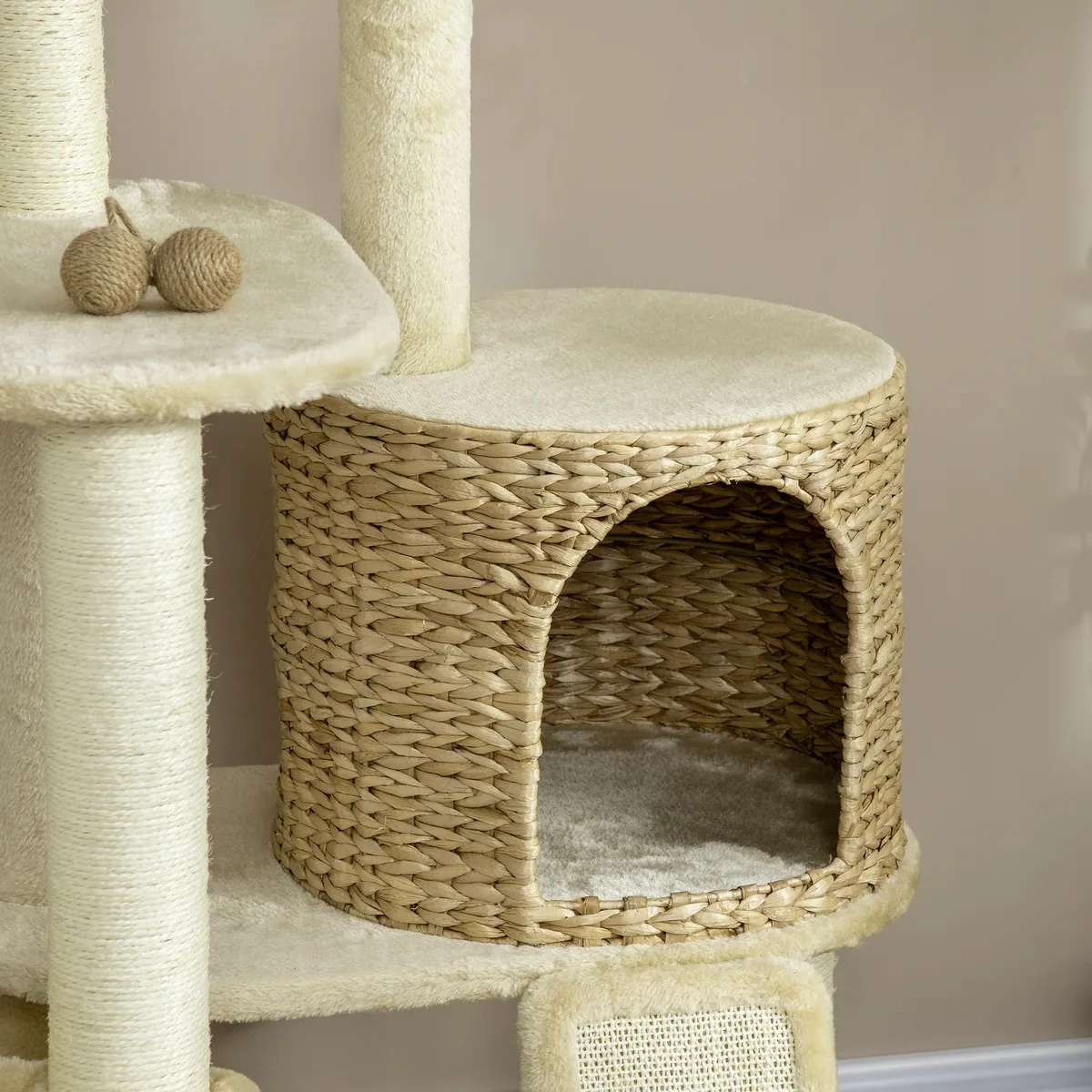 Arbre à chat rotin trois niveaux avec hamac – Image 4