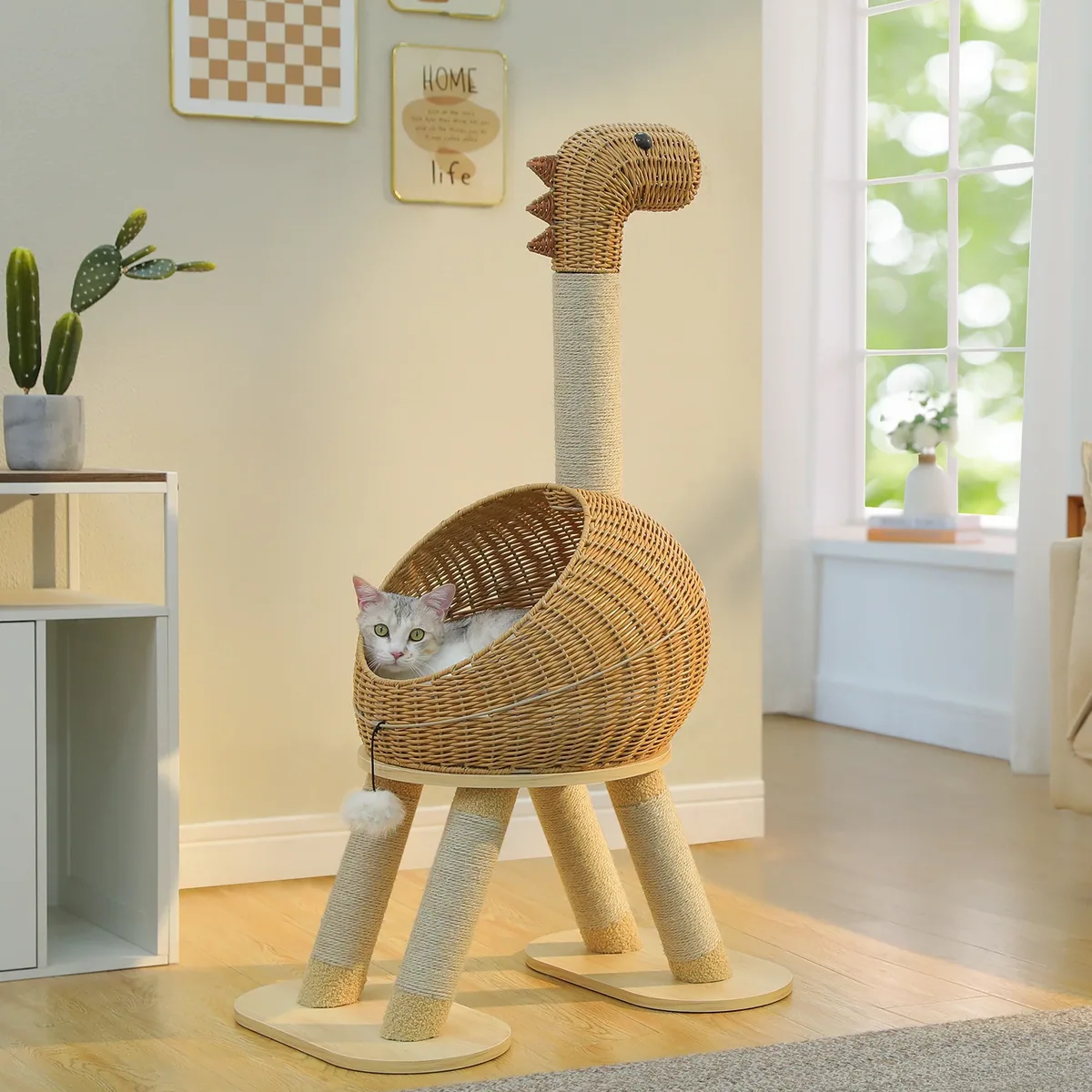 Arbre à chat rotin trois niveaux avec sisal