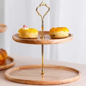 Assiette à fruits double couche en bois rond