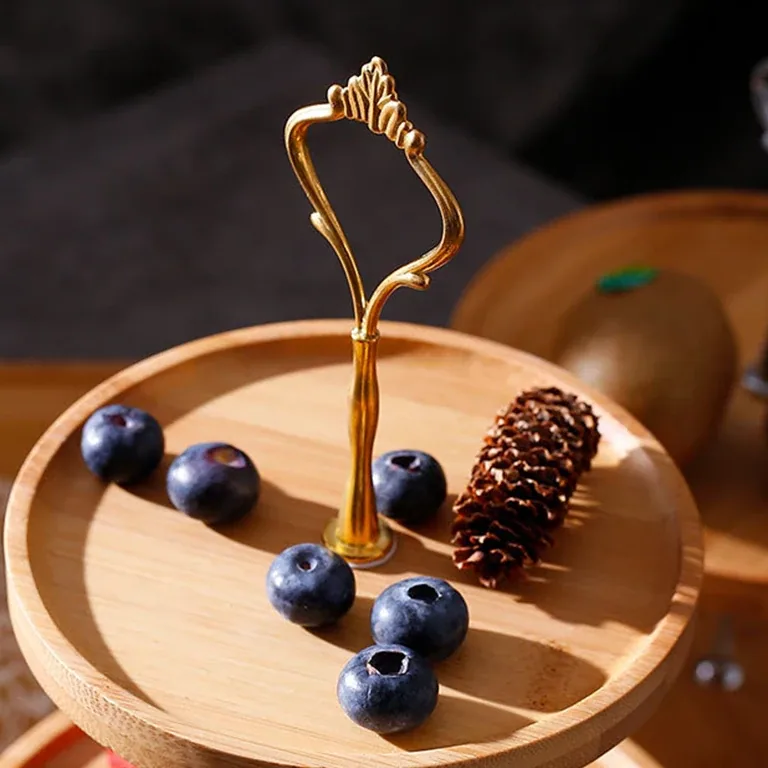 Assiette à fruits double couche en bois rond – Image 3