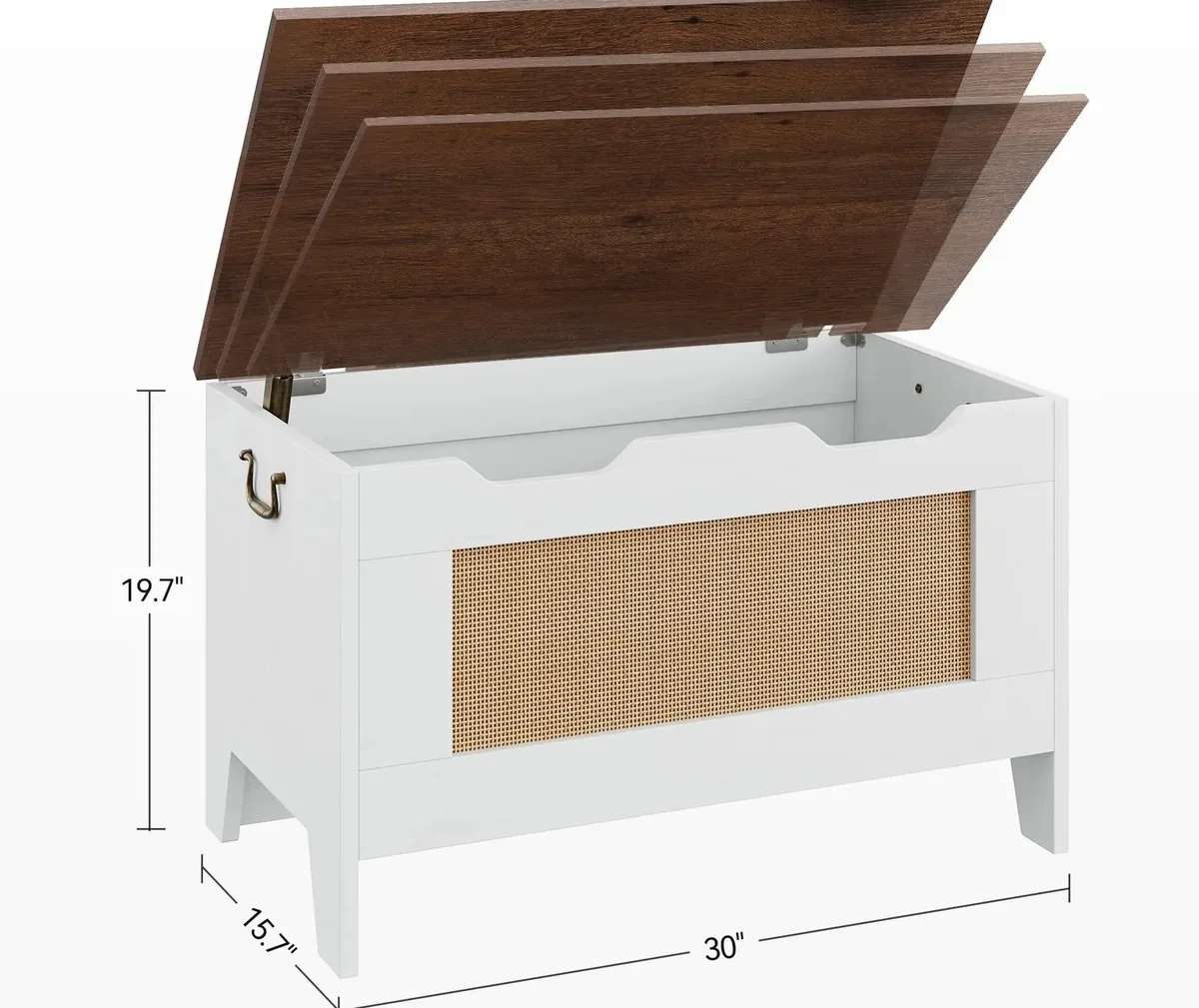 Banc coffre de rangement rotin style rustique 30 pouces – Image 2