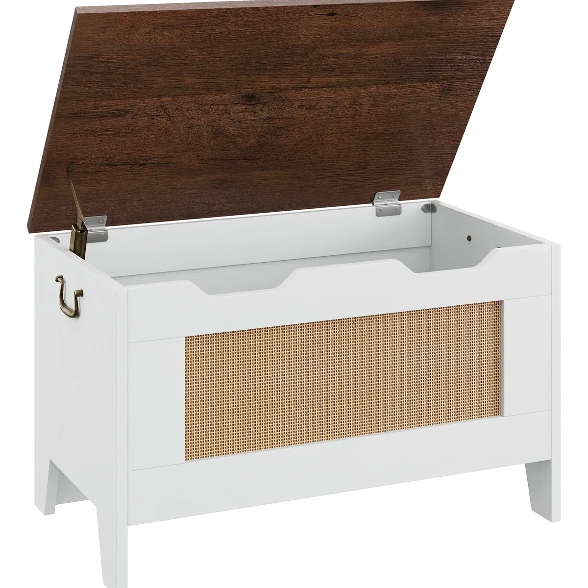 Banc coffre de rangement rotin style rustique 30 pouces – Image 3
