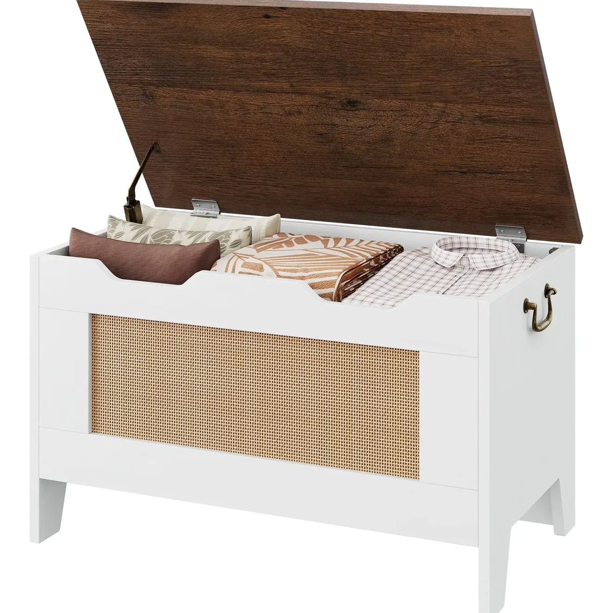 Banc coffre de rangement rotin style rustique 30 pouces – Image 5