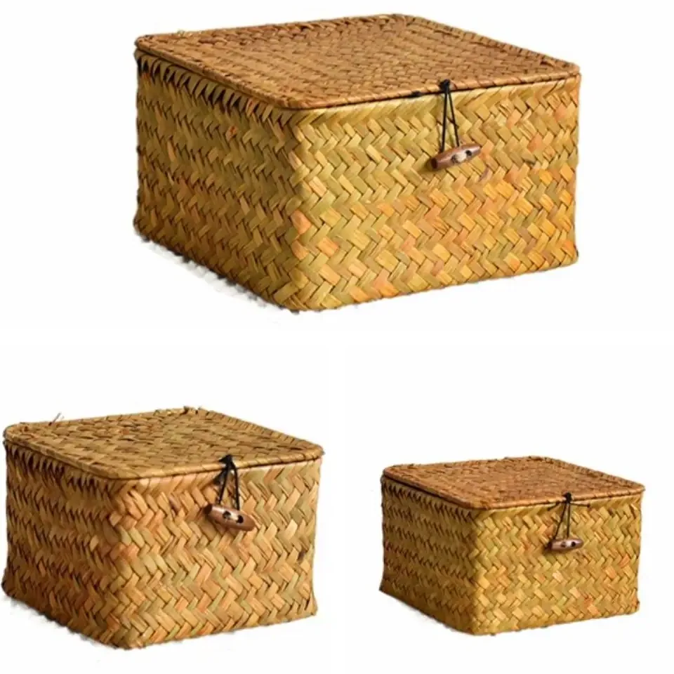 Boîte de rangement rectangulaire en rotin tressé – Image 2