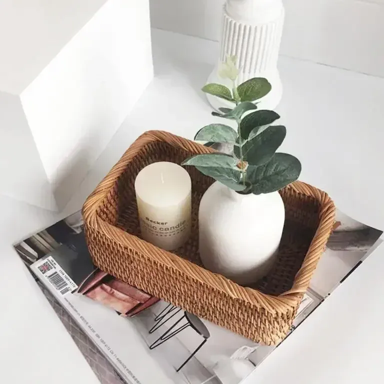 Boîte rectangulaire en rotin tissé à la main – Image 4