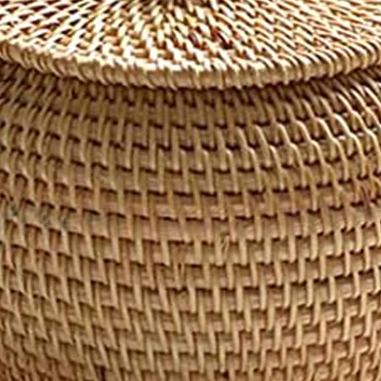 Boîte ronde tissée en rotin avec couvercle – Image 4
