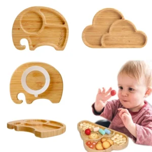 Bol en bambou avec ventouse silicone pour bébé
