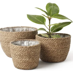 Cache-pot tressé en paille et osier Grass Planter