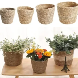 Cache-pot tressé en paille - taille unique Mini/S/M/L