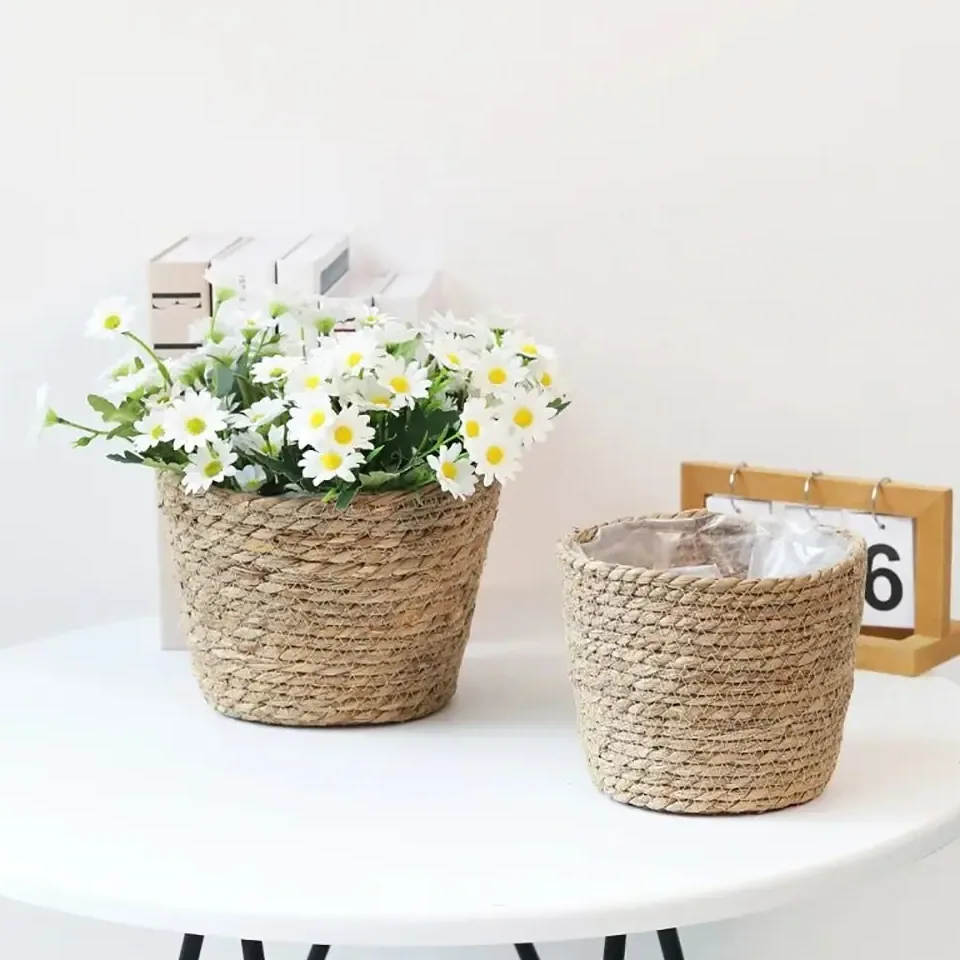 Cache-pot tressé en paille - taille unique Mini/S/M/L – Image 3