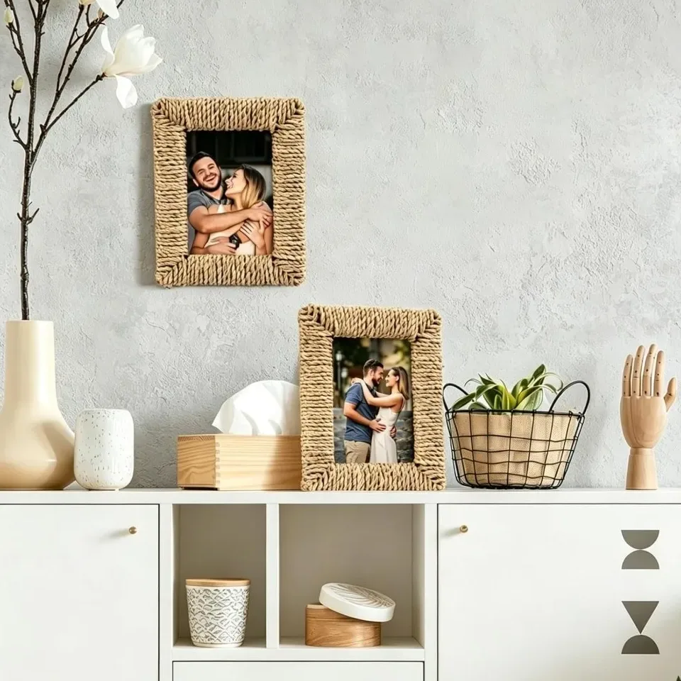 Cadre photo rotin fait main style bohème rustique – Image 5