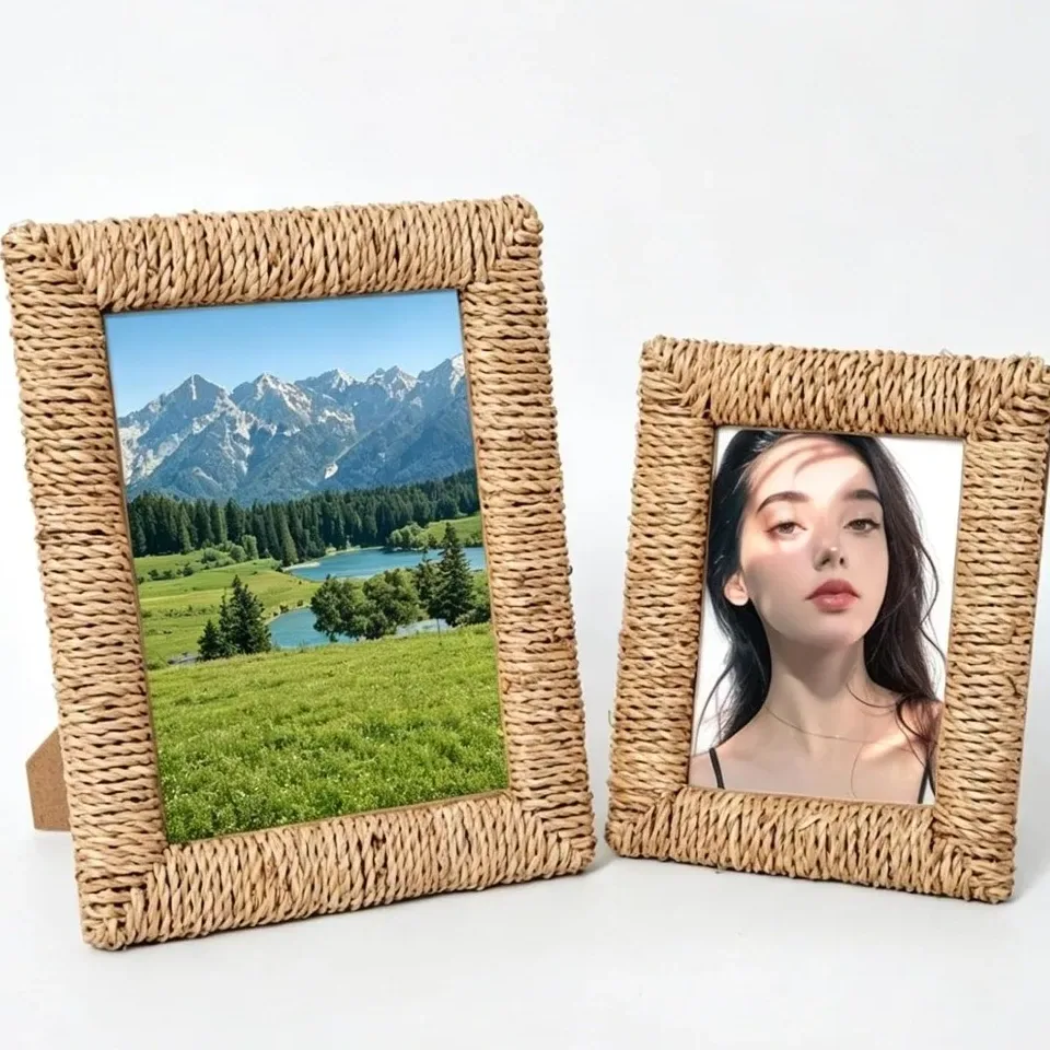 Cadre photo rotin naturel style rustique bohème – Image 3
