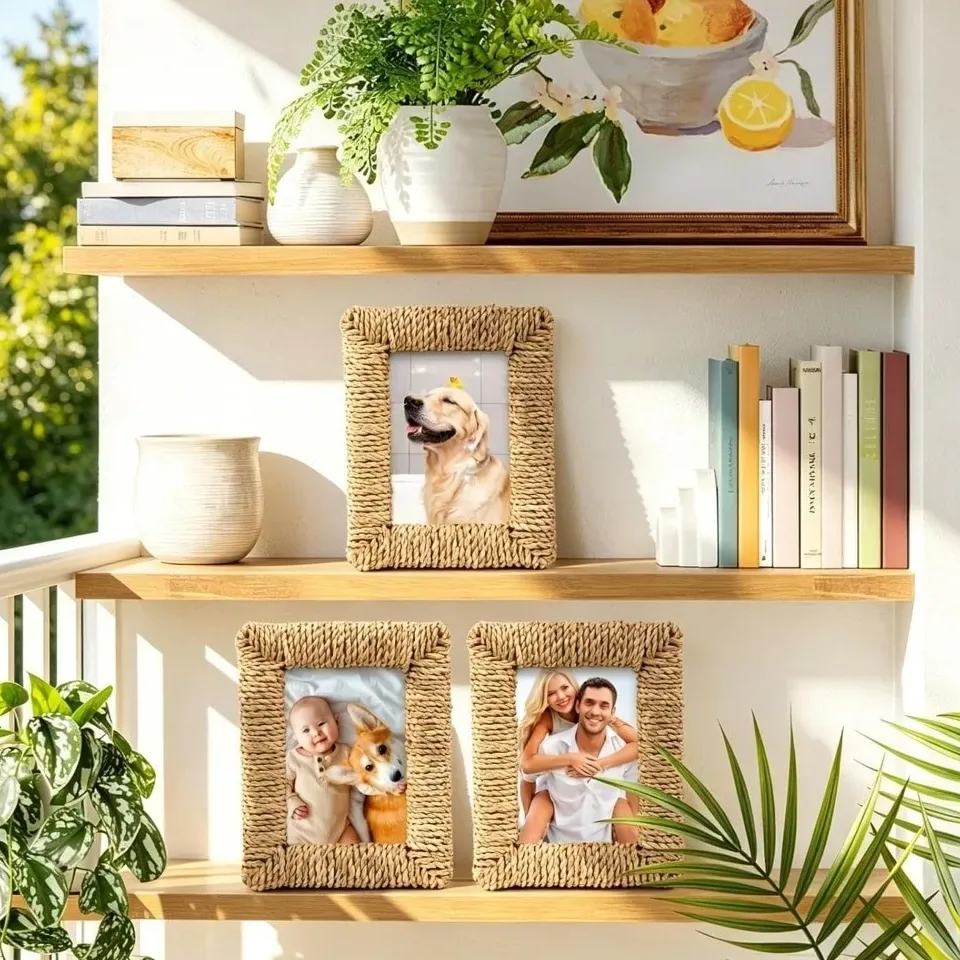 Cadre photo rotin naturel style rustique bohème – Image 5
