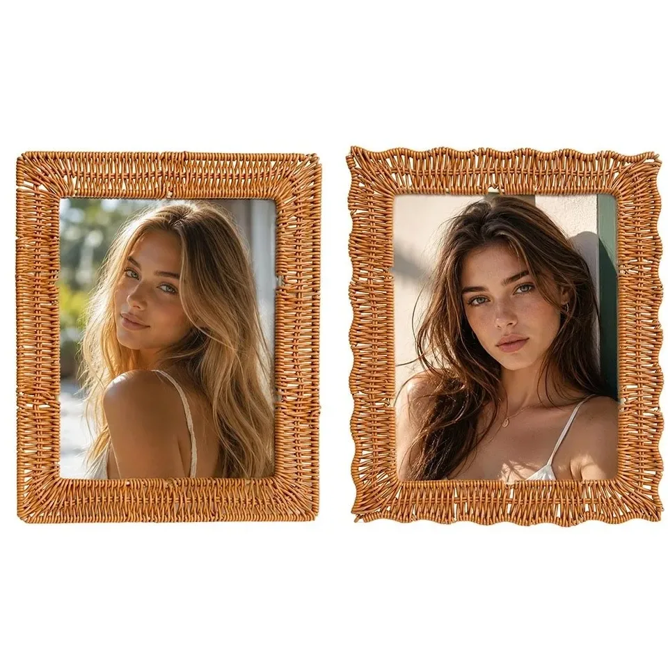 Cadre photo rotin style bohème tissé 10x15 cm – Image 4