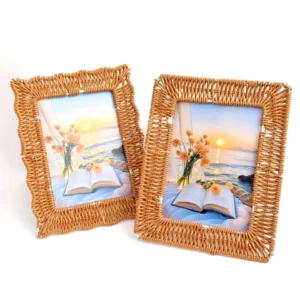 Cadre photo rotin style bohème tissé 4x6 pouces